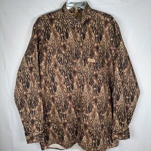 Vintage Feather Flage Shirt Mens Large Ducks in a Row Camo Made USA Hunting